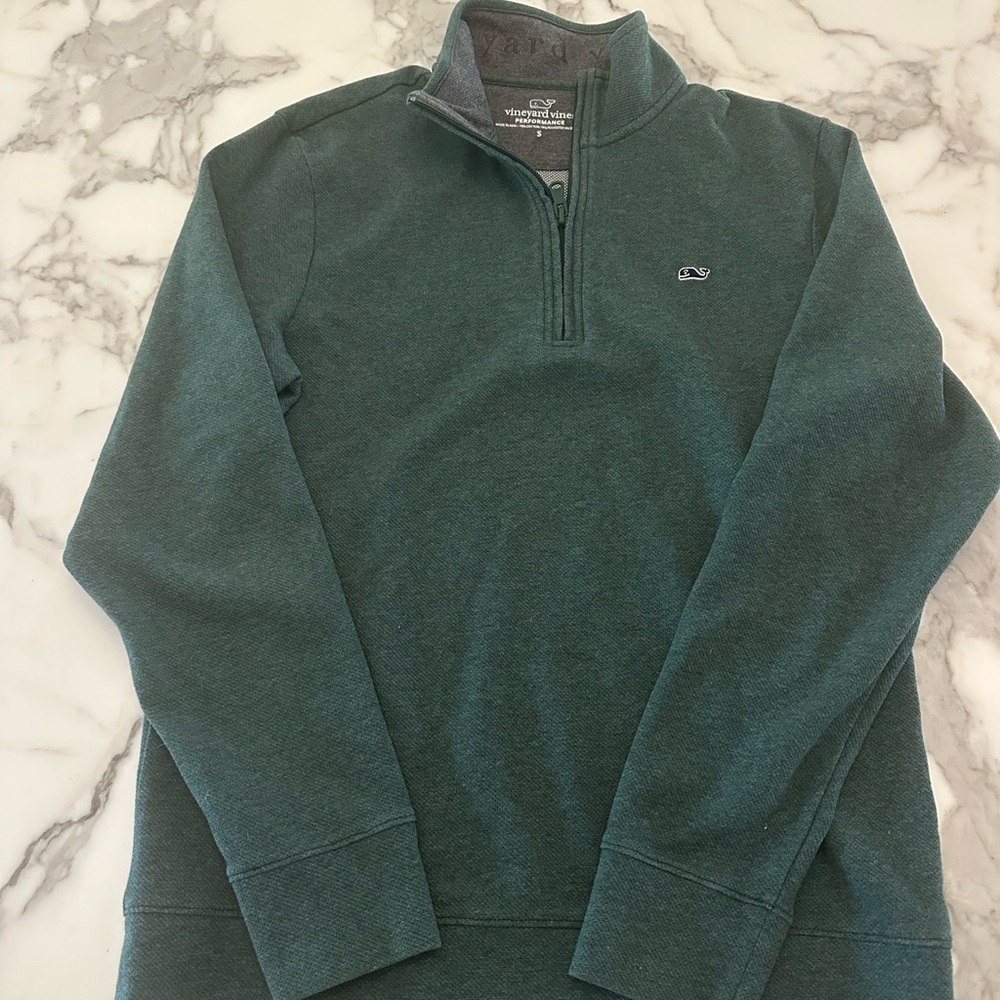 Vineyard Vines Men's Green Zip-Up Sweater